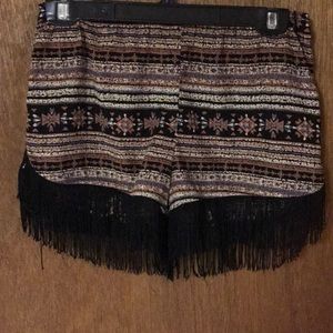 Aztec fringe shorts